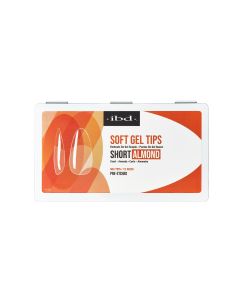 Front view of IBD Soft Gel Tip box in Short Almond shape
