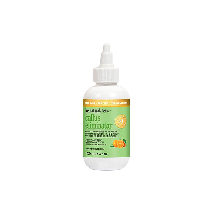 4 ounce twist top white bottle of ProLinc Orange Callus Eliminator featuring its green themed product label