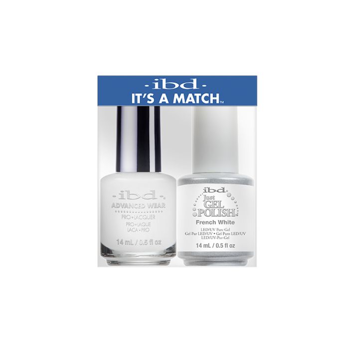 ibd It's a Match duo packed with Advanced Wear nail color and Just gel polish-French White variant with product text