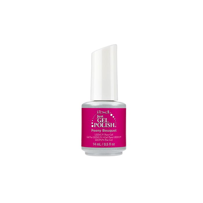 14 ml bottle of ibd Just Gel Polish with ibd Peony Bouquet  variant with label text and product details