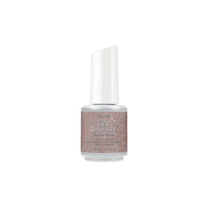 ibd Just Gel Polish in Rustic River variant of nail gel with labeled text in a 0.5-ounce bottle 