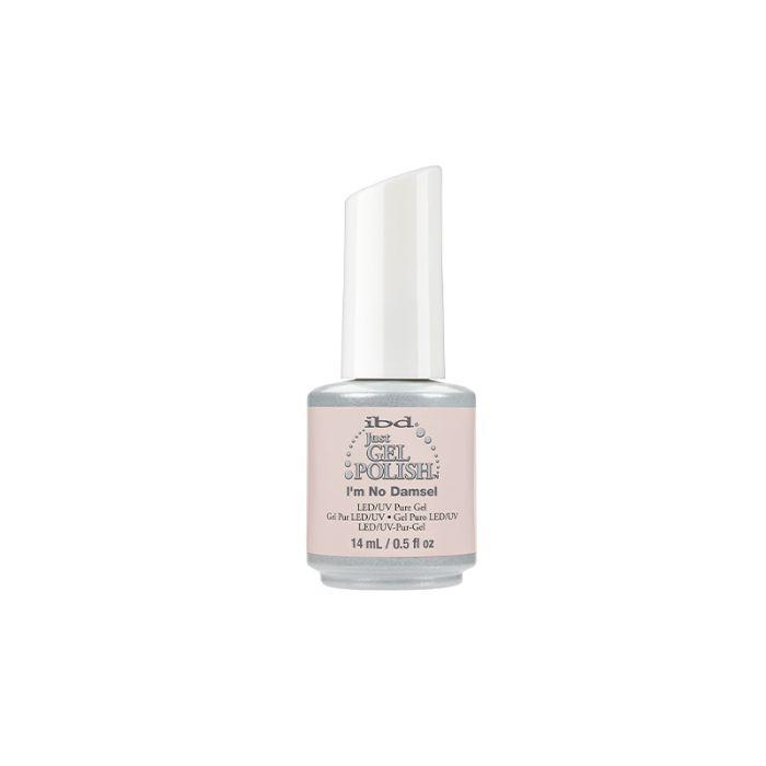 Frontal view of ibd Just Gel Polish Patchwork with two-tone color on its 0.5-ounce bottle and label information