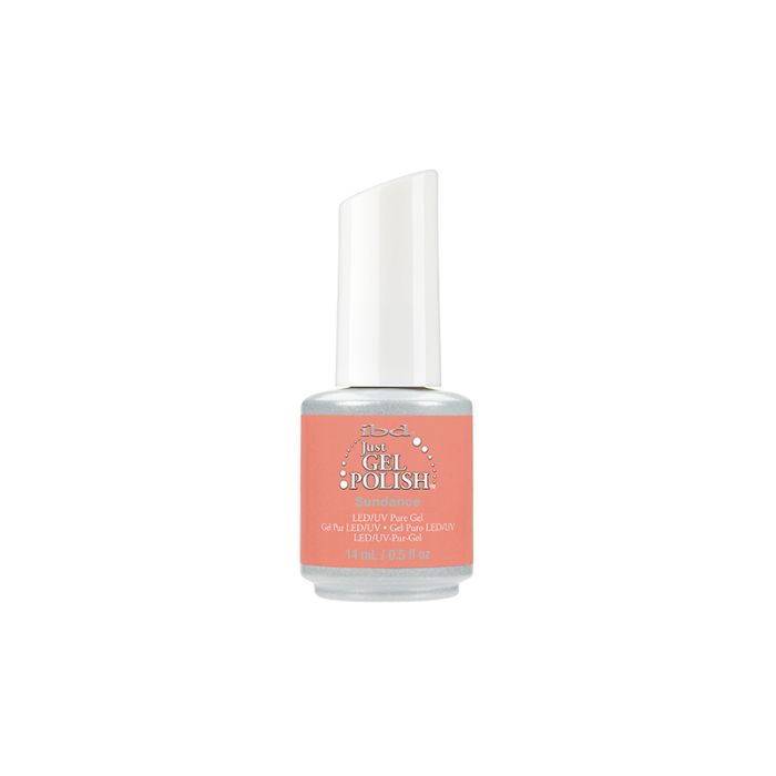 A 0.5-ounce jar filled withibd Just Gel Polish Sundance Blush with two tone color packaging