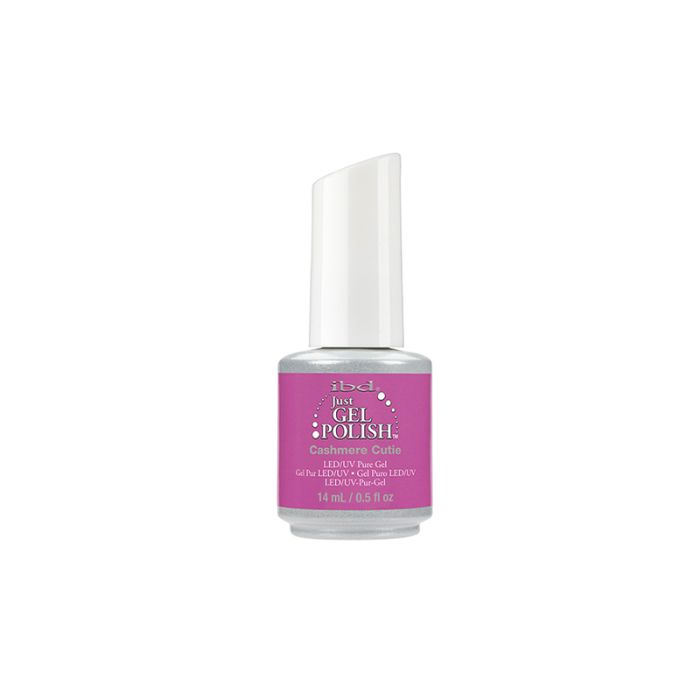 14 ml bottle of ibd Just Gel Polish with Cashmere Cutie variant with text and product information