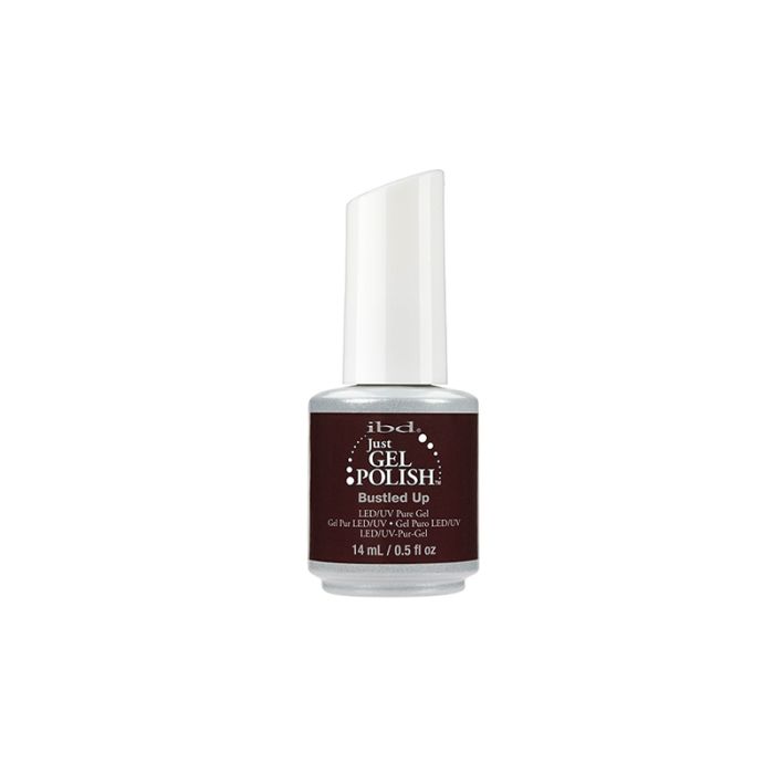Frontal view of ibd Just Gel Polish Bustled Up with two tone color combination on its 0.5-ounce bottle