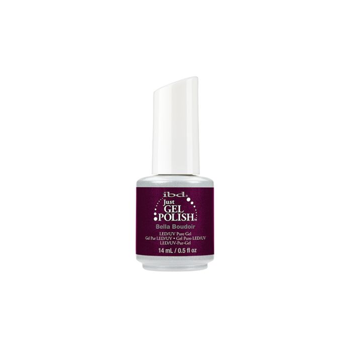 14 ml bottle of ibd Just Gel Polish Bella Boudoir variant along with its label text and product details