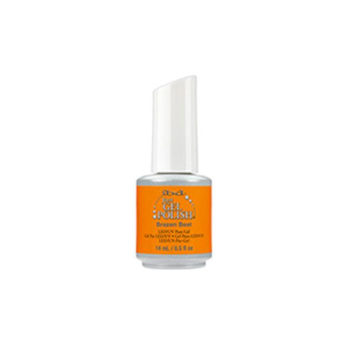 Frontal view of a 0.5-ounce printed two-tone bottle of ibd Just Gel Polish in Brazen Beat variant 