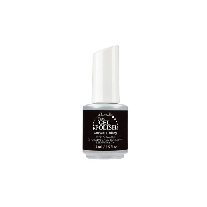 Front view of a 0.5-ounce two-tone bottle of ibd Just Gel Polish Catwalk Alley with product label and information