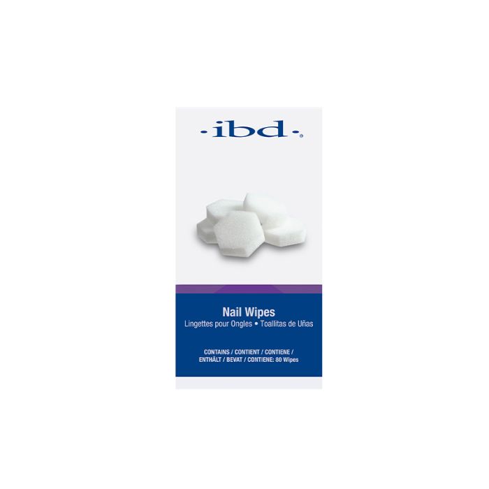 Front view of  ibd Lint-free wipes nail wipes packagaing with printed label text isolated in white background
