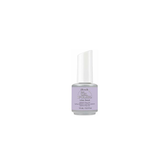 bottle of ibd Just Gel Polish Lilac Sand creamy light purple nail lacquer
