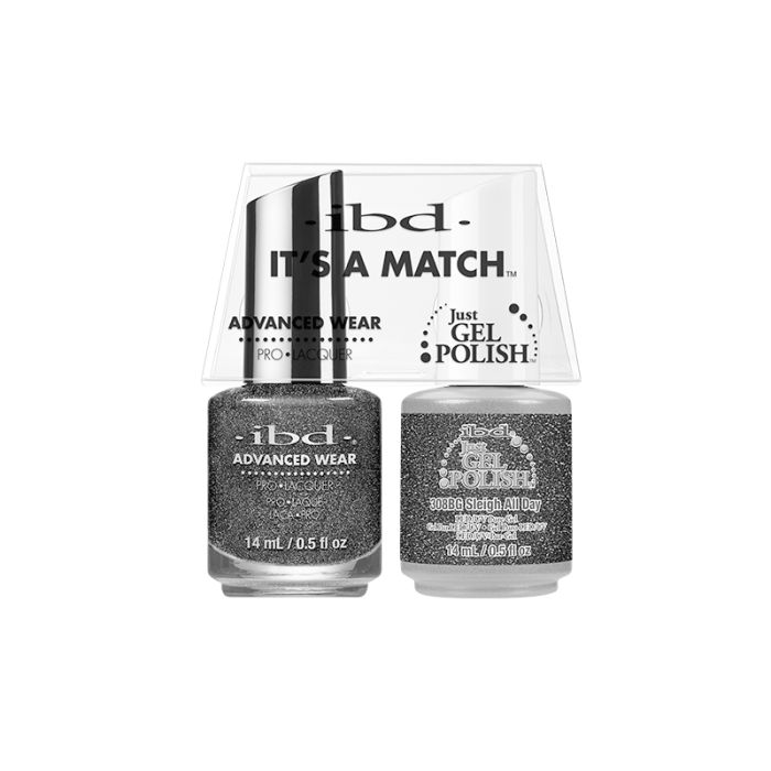 1 pack of ibd Advanced Wear Color Duo with Just Gel Polish in  Sleigh All Day variant in 14ml container with label text