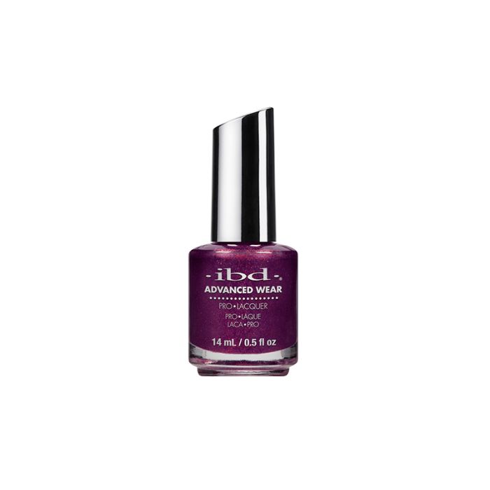 ibd Advanced Wear Purple Paradise nail polish in a 0.5 ounce glass bottle container printed with product label