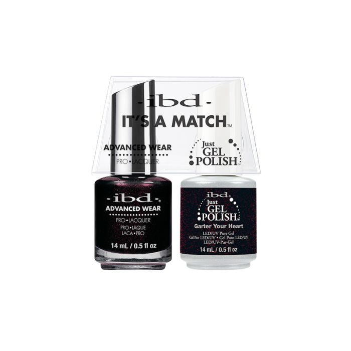 0.5-ounce bottle of  ibd Advanced Wear Color  with Just Gel Polish in Garter your Heart variant in a combo pack