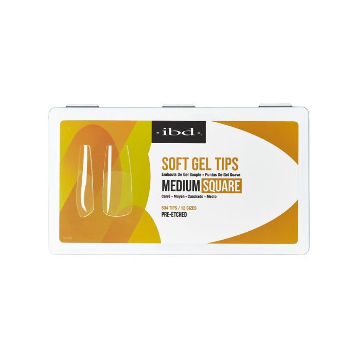 Front view of IBD Soft Gel Tip box in Medium Square shape
