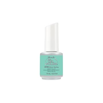 0.5-ounce bottle with white brush cap containing ibd Just Gel Polish Diner Darling