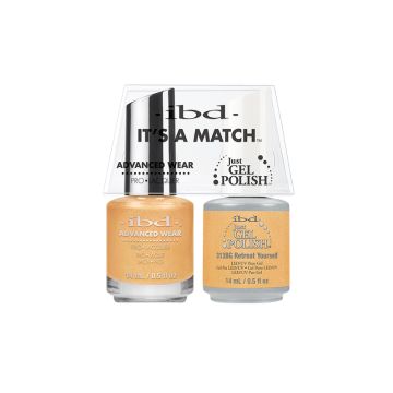 A package of ibd It's A Match Duo Retreat Yourself featuring 1 gel & 1 lacquer nail polish