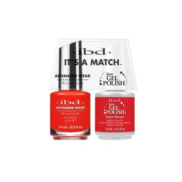 1 pack ibd Advanced Wear Color Duo Vixen Rouge including 1 bottle each of lacquer & gel polish