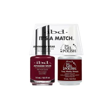 Pack of ibd Advanced Wear Color Duo Truly Madly Deeply with included 1 lacquer & 1 gel nail polish