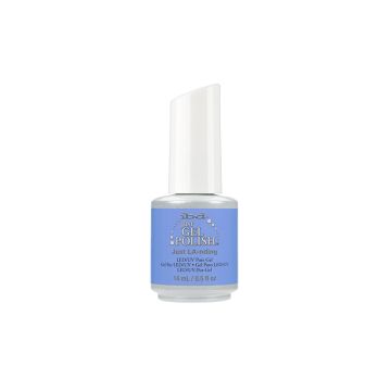0.5 ounce bottle of  Just Gel Polish Just Landing with color combination of white and light blue packaging