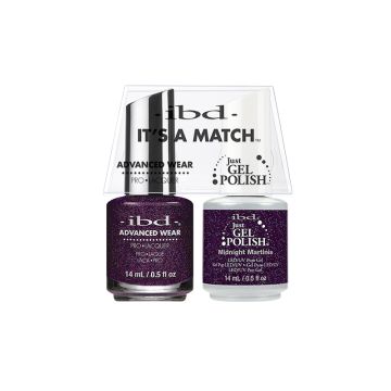 1 pack capped bottle of ibd Advanced Wear Color Duo Midnight Martinis variant with product label information