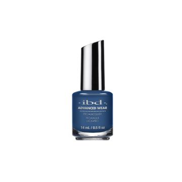 A 0.5-ounce bottle of ibd Advanced Wear Blue Me a Beso showing its  nail color polish contents