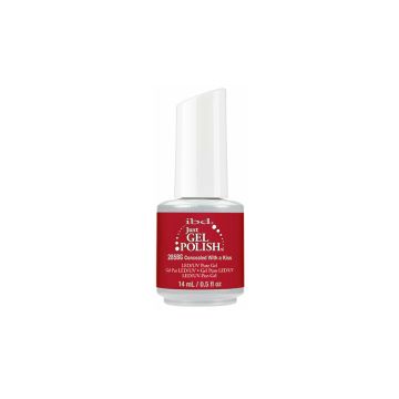 Front view on 0.5-ounce bottle of ibd Just Gel Polish in Concealed With a Kiss variant with two-tone color 