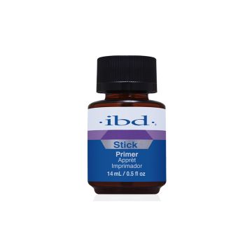 Front-view of  capped ibd stick acid-based primer in 0.5-ounce bottle with detailed label text 